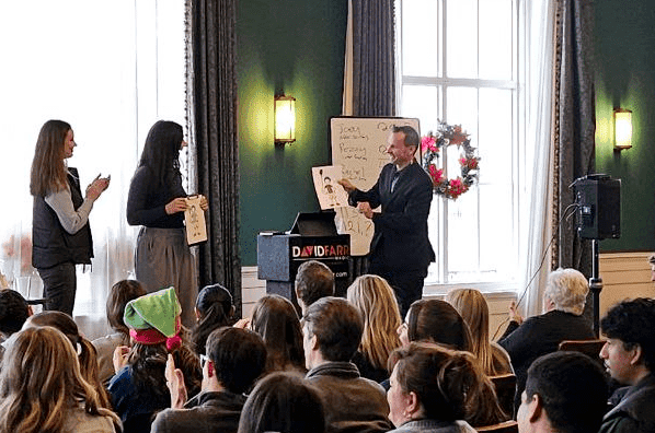 Corporate stage holiday magic show